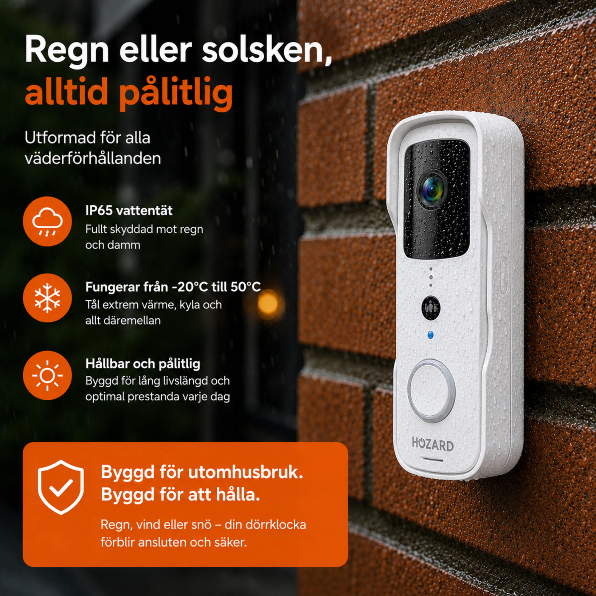 Dörrklocka med kamera och DingDong – Trådlös videodörrklocka – 5200 mAh – Vit