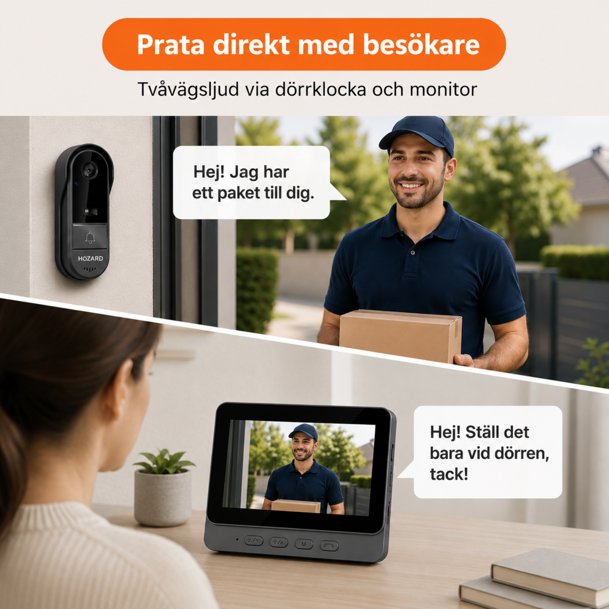 Dörrklocka med kamera – Video-dörrklocka – WiFi – 4,3" IPS-skärm