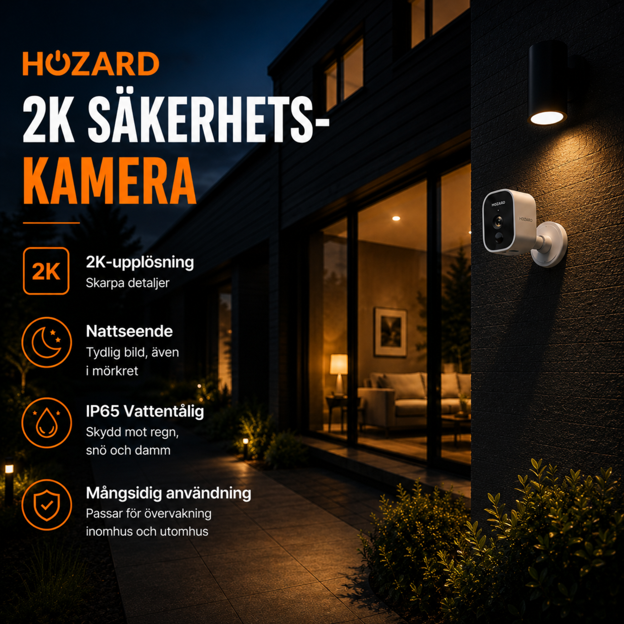 2K Batteridriven övervakningskamera utomhus – Trådlös WiFi-kamera – Inkl. 32 GB SD-kort