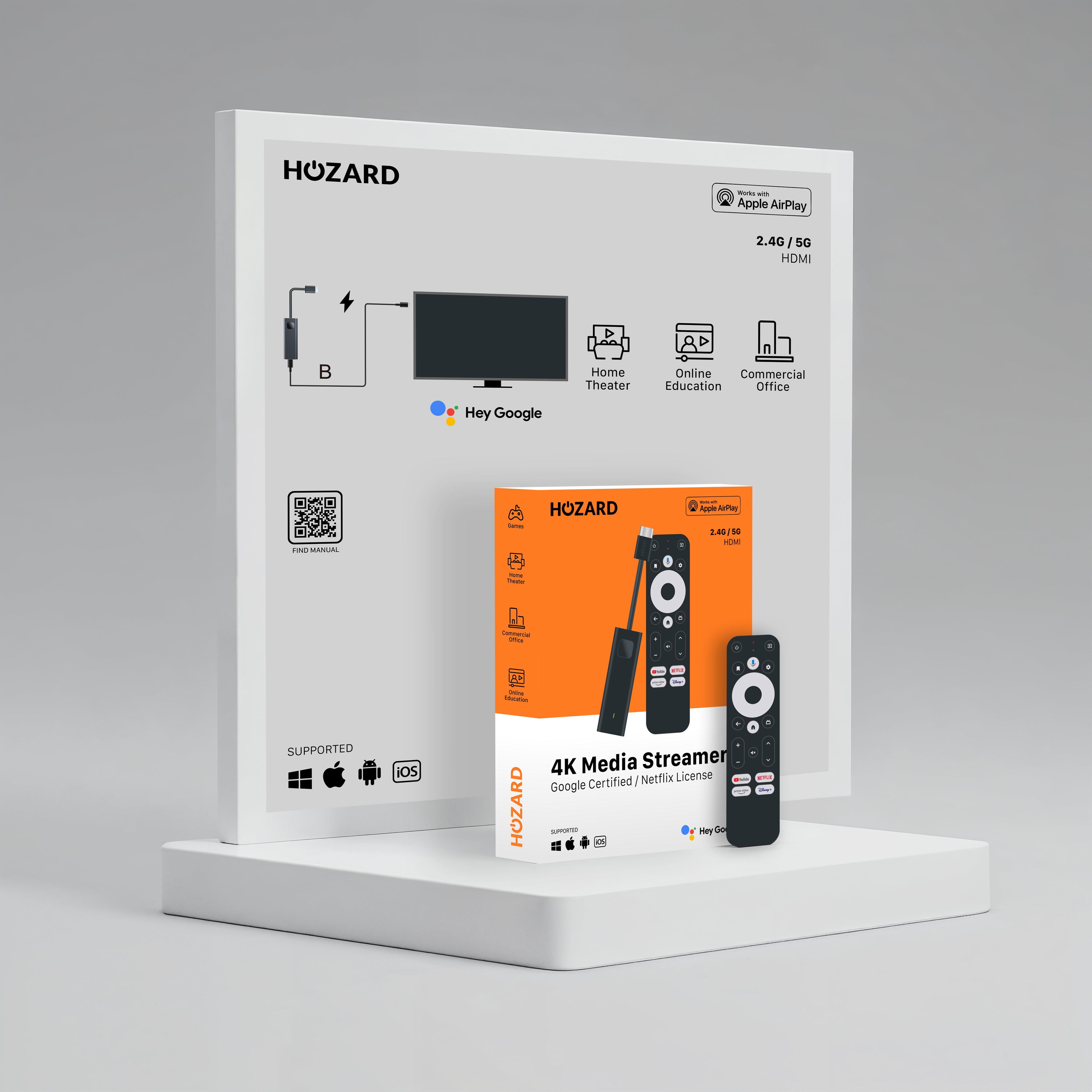 Google TV 4K UHD Mediastreamer – Certifierad för YouTube & inbyggd Chromecast