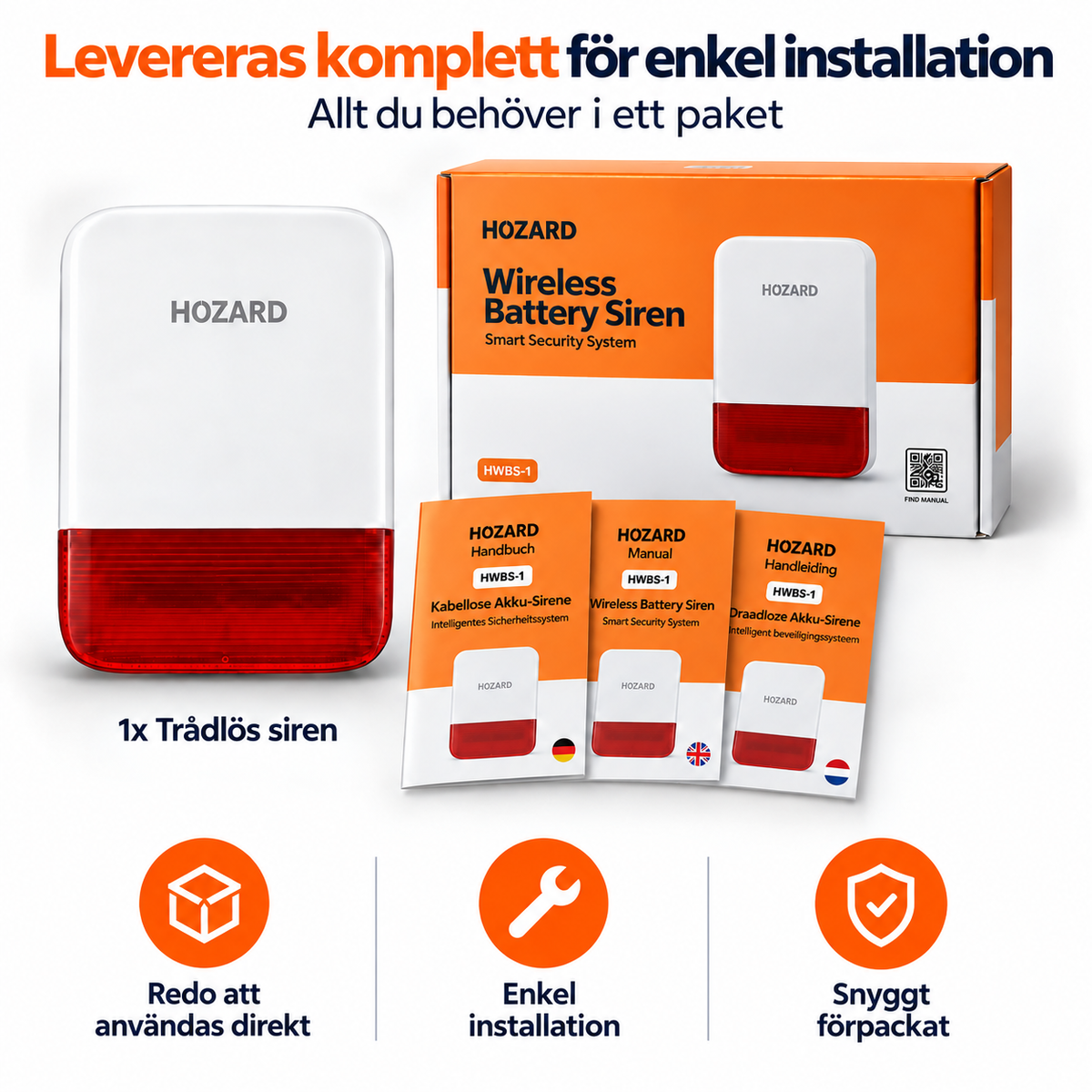 Trådlös Pro Siren – Smart Larmljus 120 dB – 5000 mAh