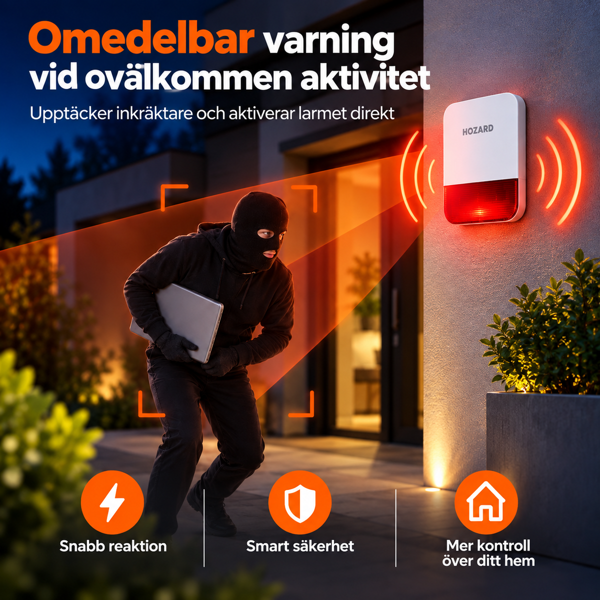 Trådlös Pro Siren – Smart Larmljus 120 dB – 5000 mAh
