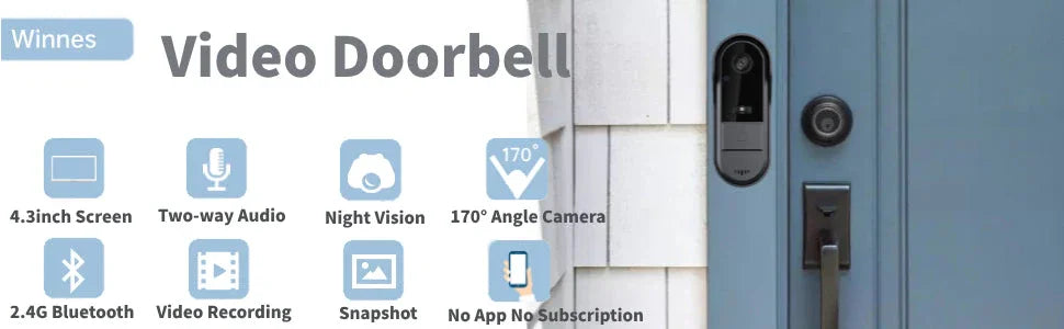 Smart videodörrklocka med kamera, nattsyn, tvåvägsljud vid blå dörr, säkerhetsfunktioner