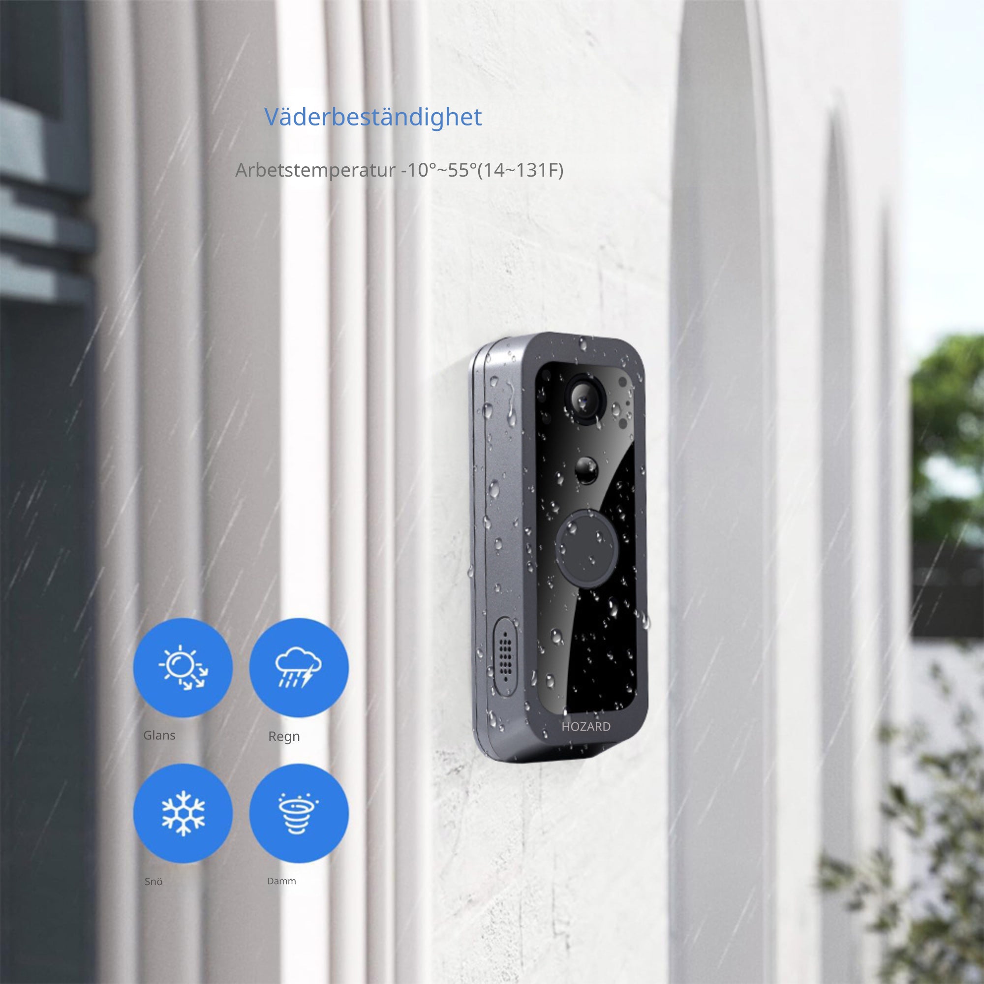 Dörrklocka med kamera – WiFi + App + Rörelsedetektor – Trådlös videodörrklocka – 32 GB