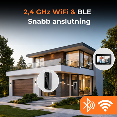 Dörrklocka med kamera – WiFi + App + Rörelsedetektor – Trådlös videodörrklocka – 32 GB