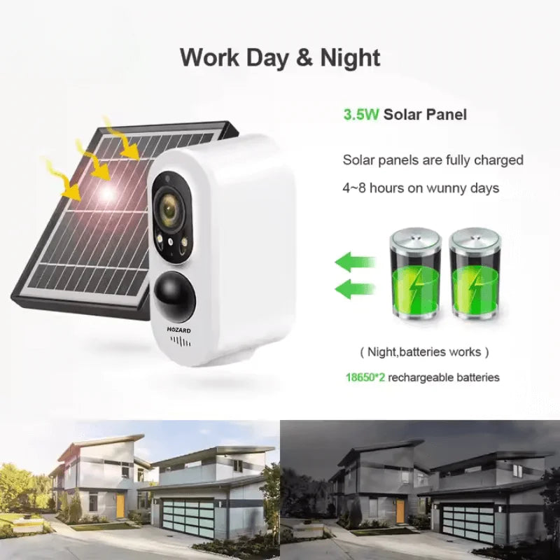 Batteridriven övervakningskamera utomhus – Solpanel – IP66 vattentät – Inkl. 32 GB SD