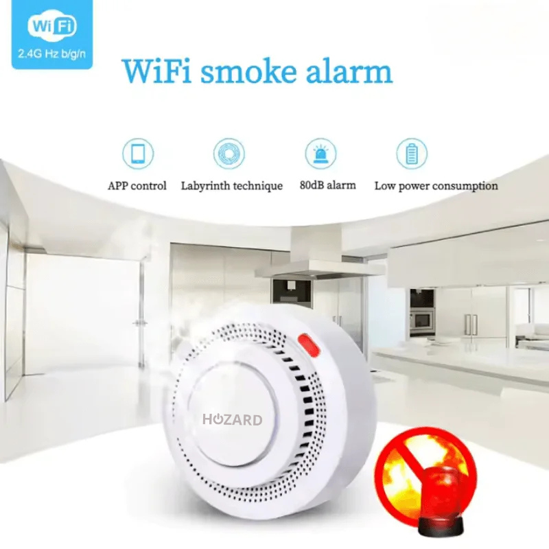 WiFi Rökdetektor – Trådlös Brandvarnare med 80 dB Larm