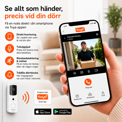 Dörrklocka med kamera och DingDong – Trådlös videodörrklocka – 5200 mAh – Vit