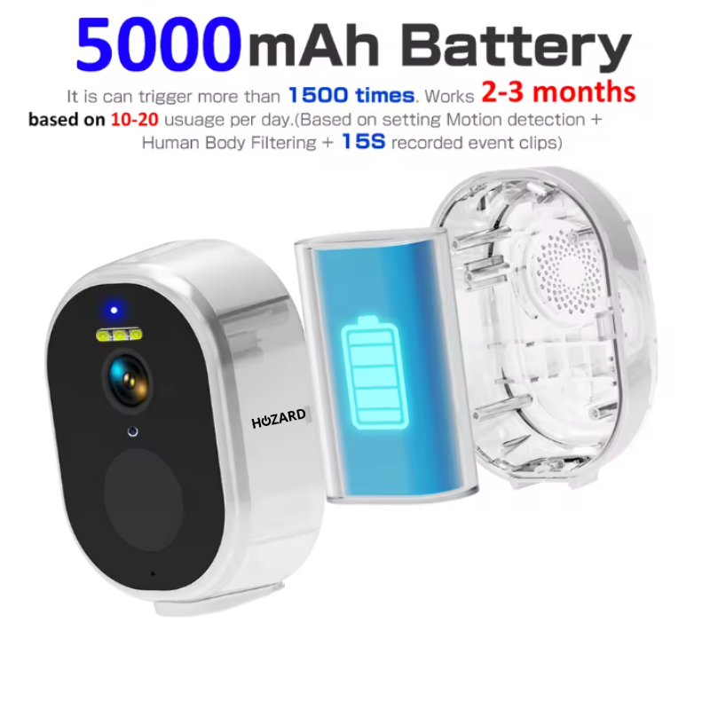 2K Övervakningskamera utomhus – Trådlös batteridriven videokamera – IP65 – 5000mAh