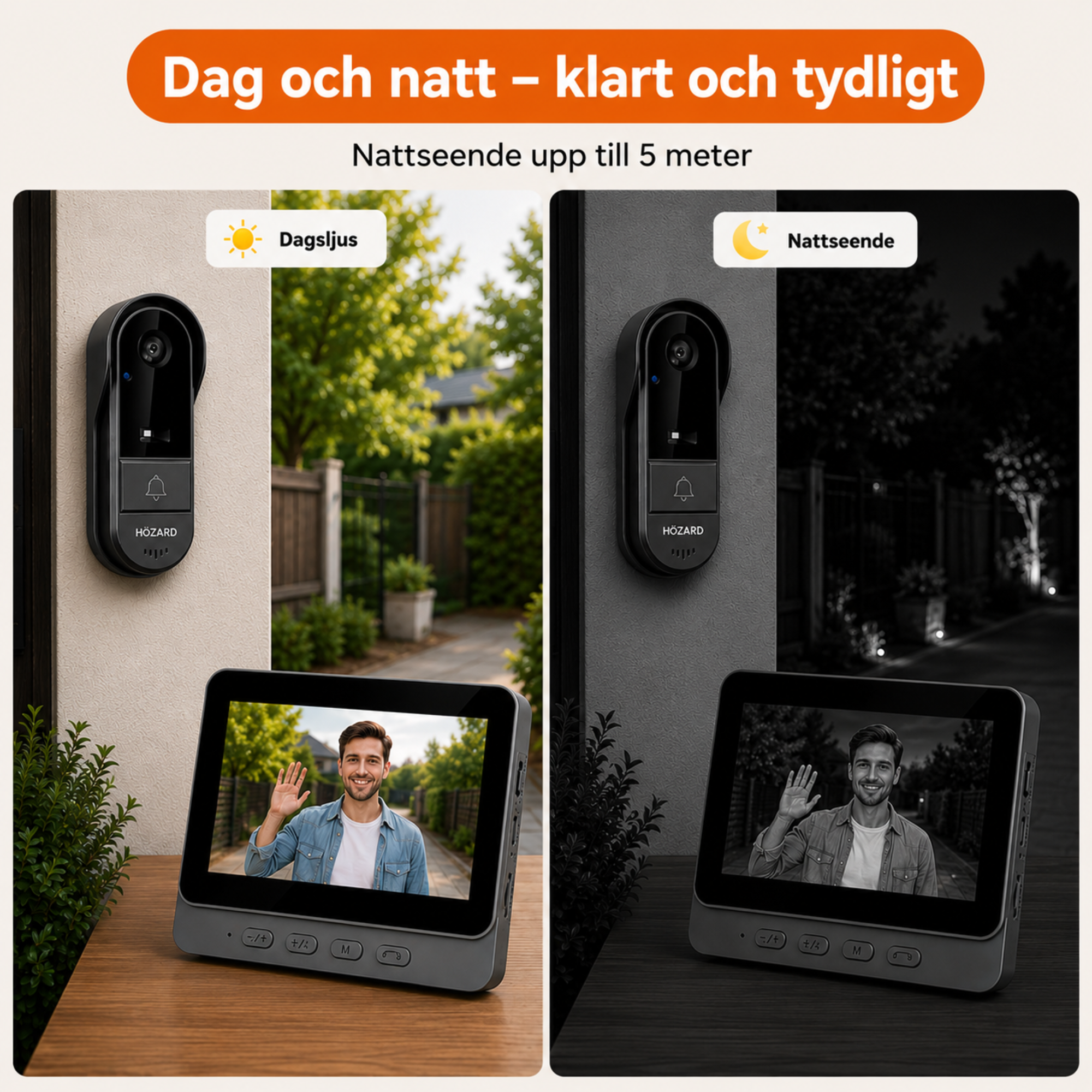 Dörrklocka med kamera – Video-dörrklocka – WiFi – 4,3" IPS-skärm