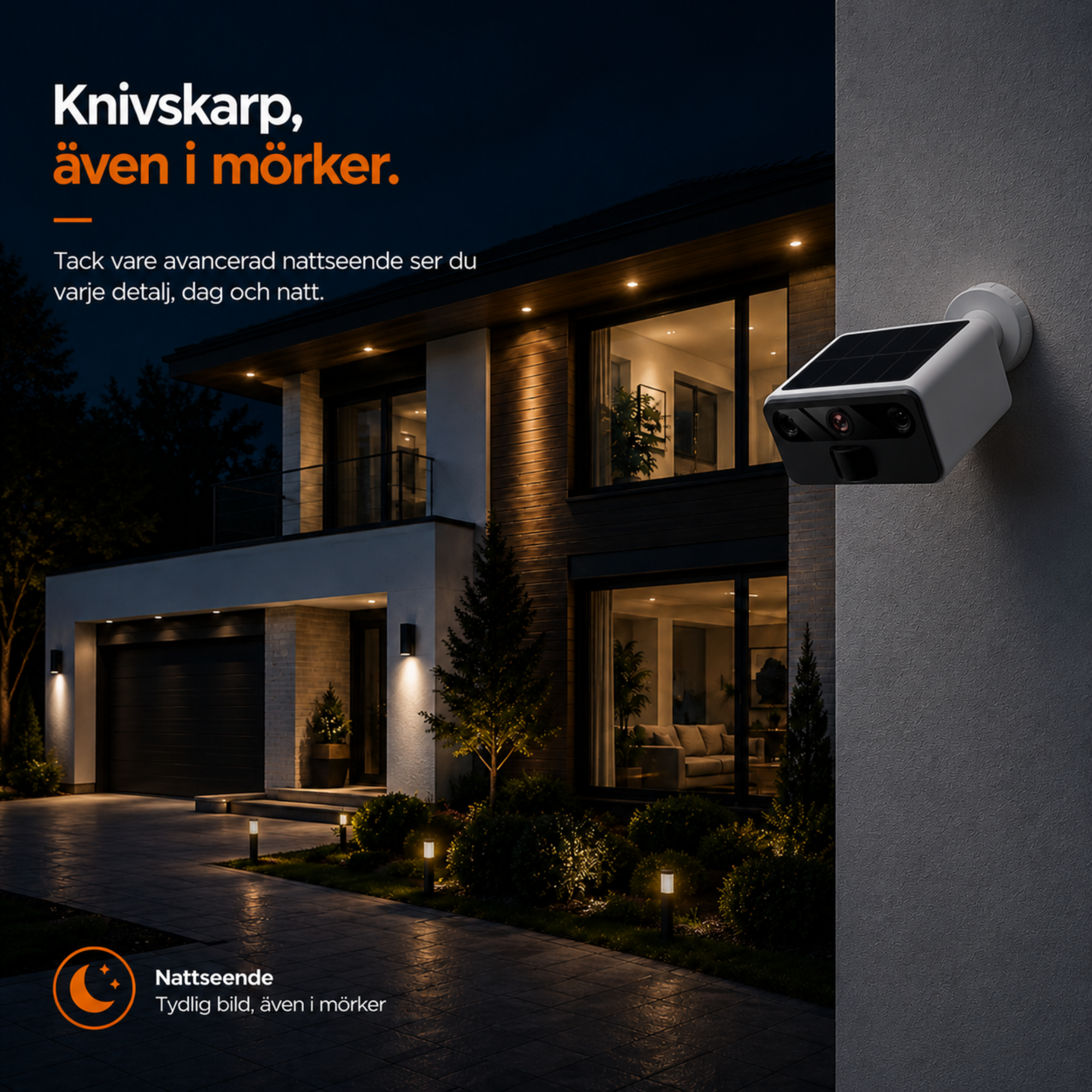 2K Utomhuskamera med mörkerseende – Trådlös FHD-övervakningskamera med solpanel – IP66 – WiFi med app – inkl. 32 GB
