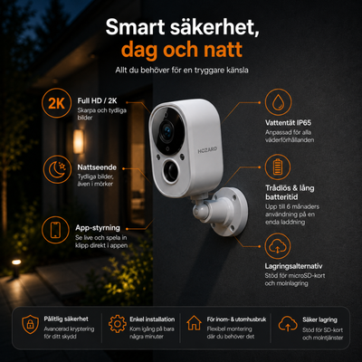2.5K Övervakningskamera UHD inomhus & utomhus – Trådlös batteridriven WiFi-kamera – Inkl. 32 GB SD-kort