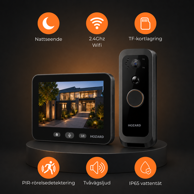 Dörrklocka med kamera – WiFi + App + Rörelsedetektor – Trådlös videodörrklocka – 32 GB