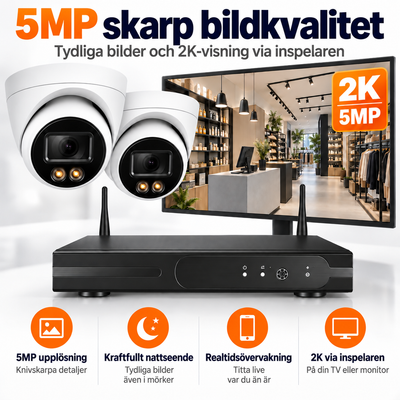 8x 2K Säkerhetskameraset - CCTV WiFi Övervakningskamera