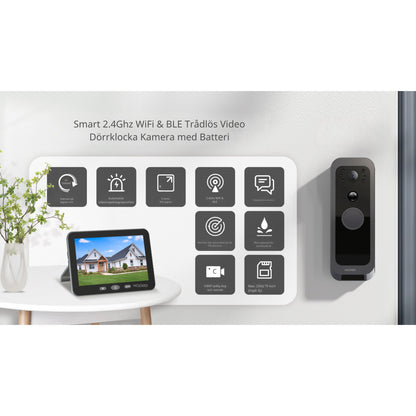 Dörrklocka med kamera – WiFi + App + Rörelsedetektor – Trådlös videodörrklocka – 32 GB
