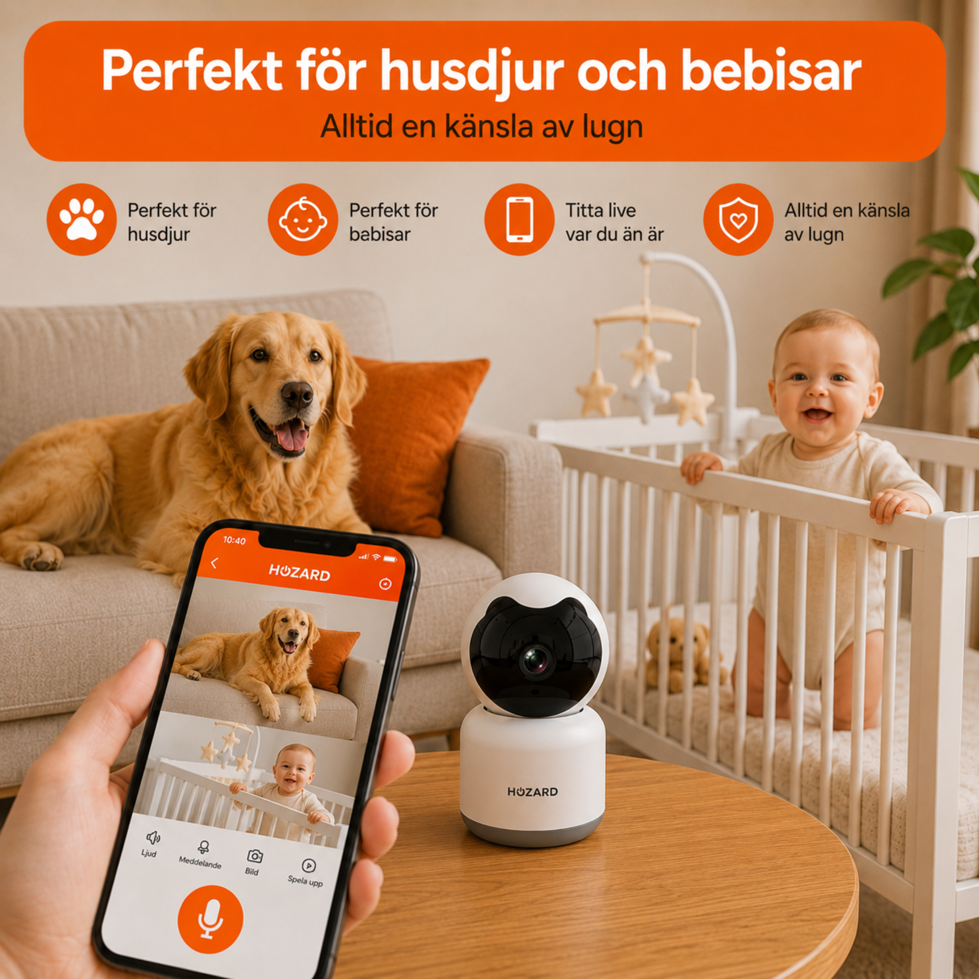Säkerhetskamera – 1080P – Husdjurskamera – WiFi – Paket A till D