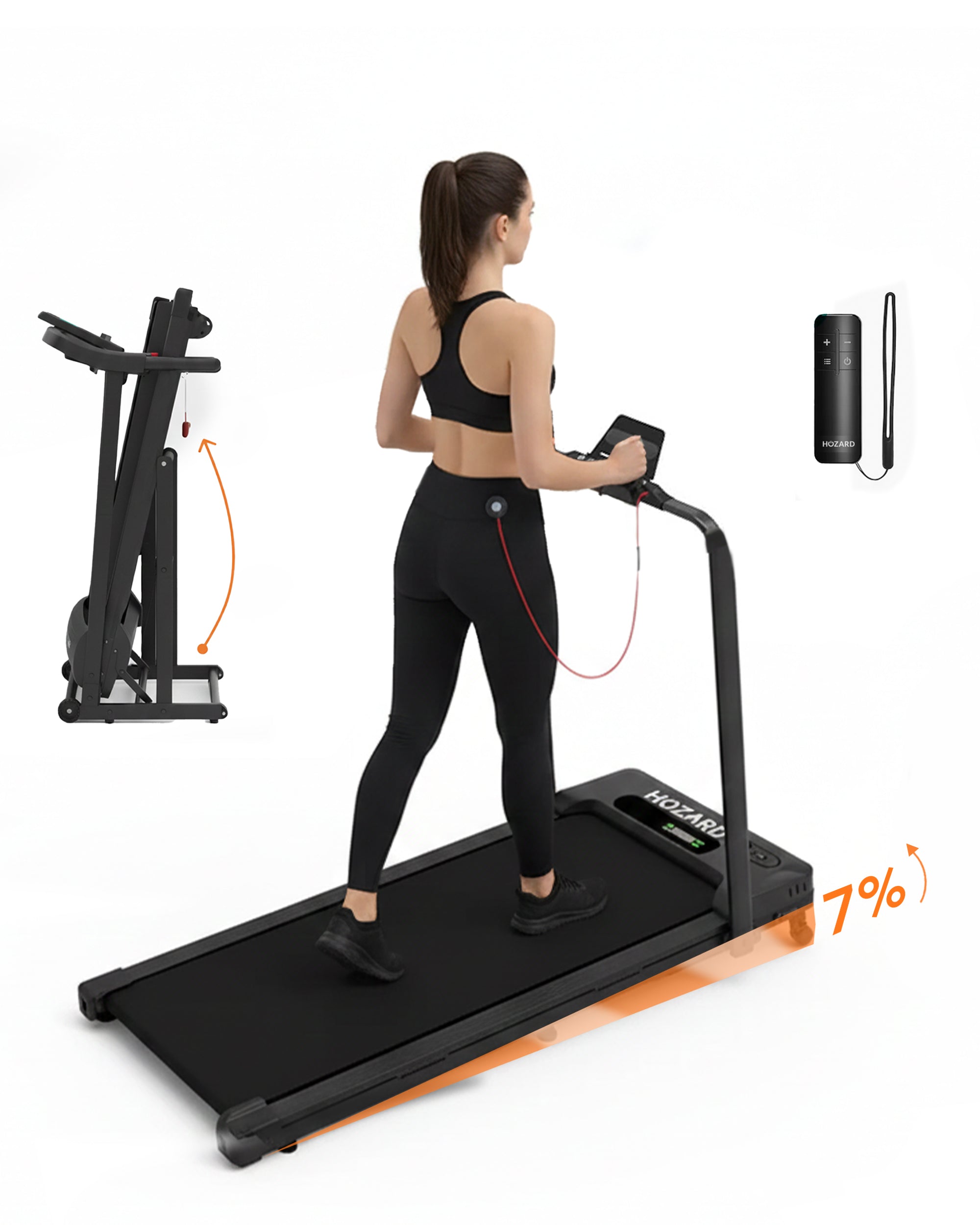 Hopfällbart löpband Premium – Walking Pad – Löpband med 7 % lutning – 8 km/h