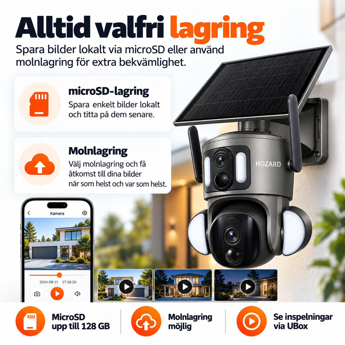 4G Övervakningskamera 2K + 2K Dual Lens PTZ - IP65 Solar - 15.600 mAh