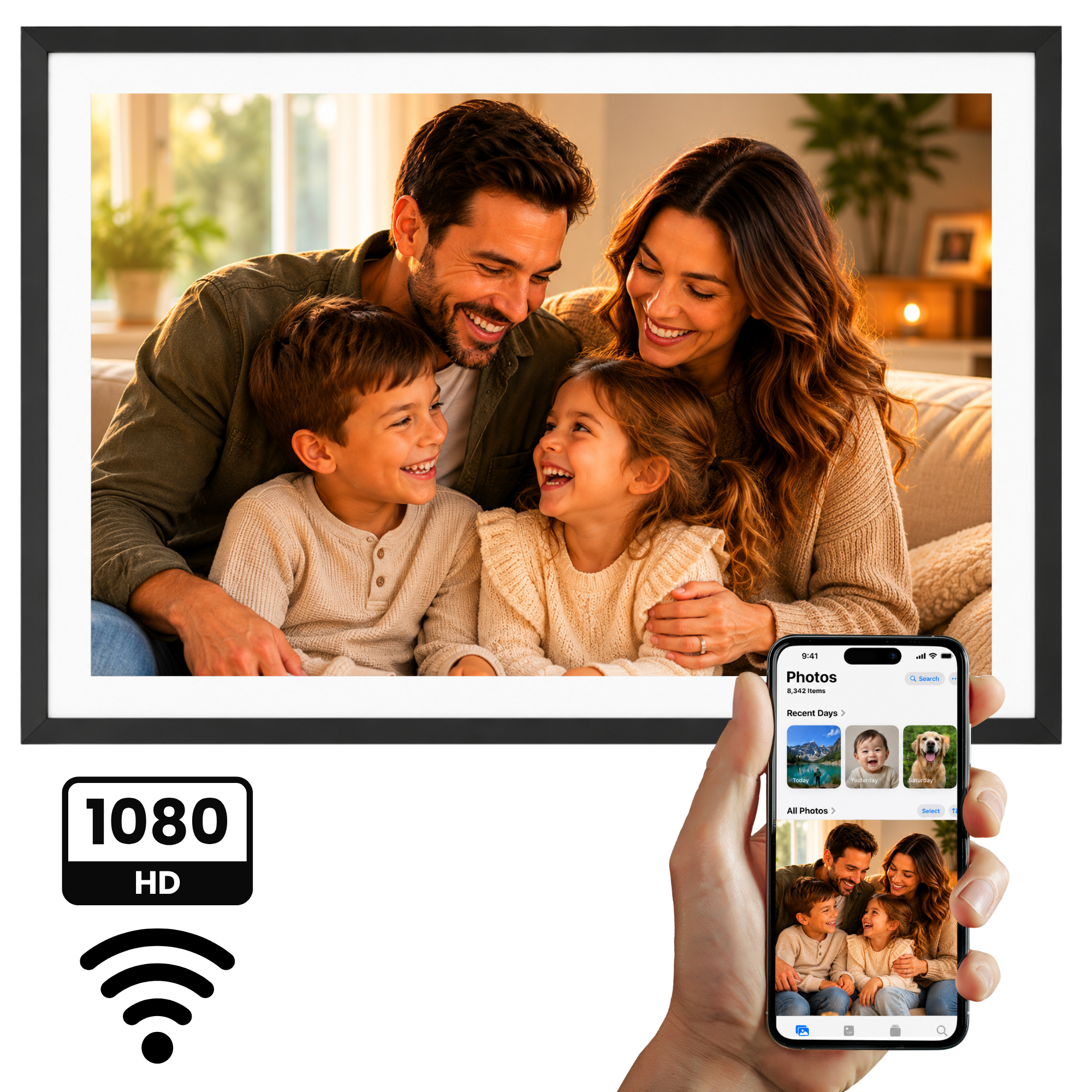 Digital fotoram 32GB – WiFi + Frameo App – Fotoram – 15,6 tum – IPS Touchscreen