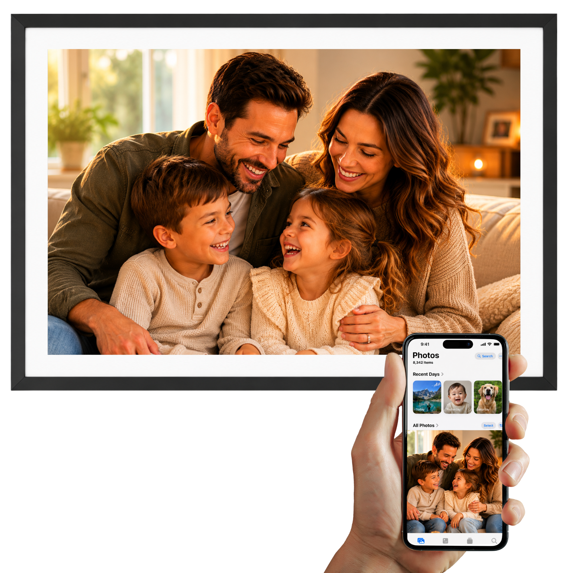 Digital fotoram 32GB – WiFi + Frameo App – Fotoram – 15,6 tum – IPS Touchscreen