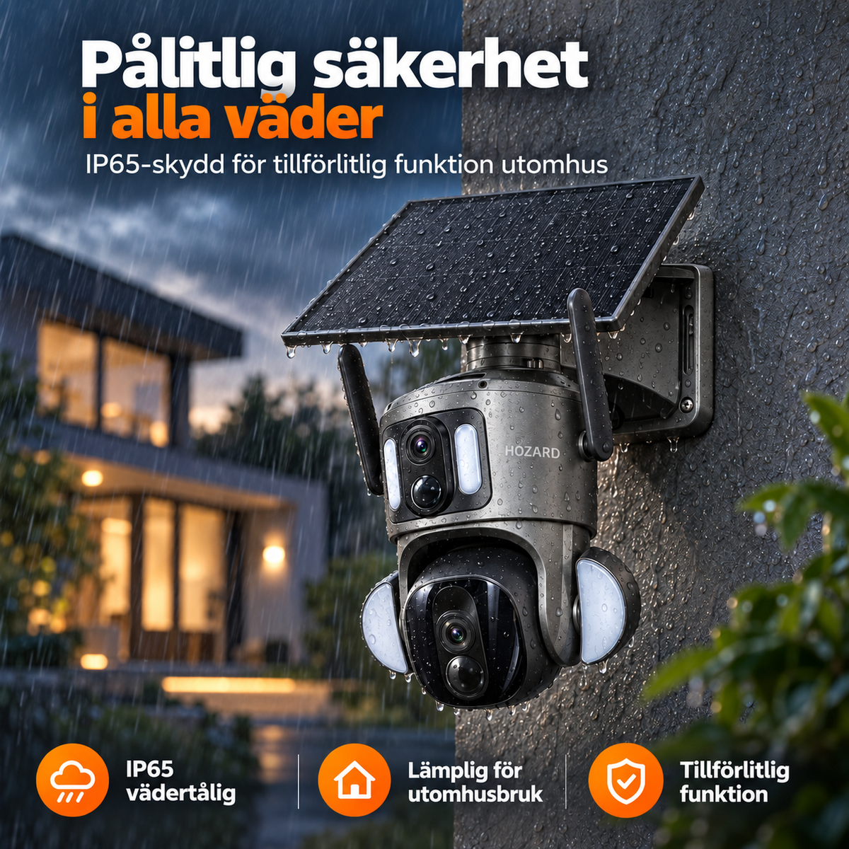 4G Övervakningskamera 2K + 2K Dual Lens PTZ - IP65 Solar - 15.600 mAh