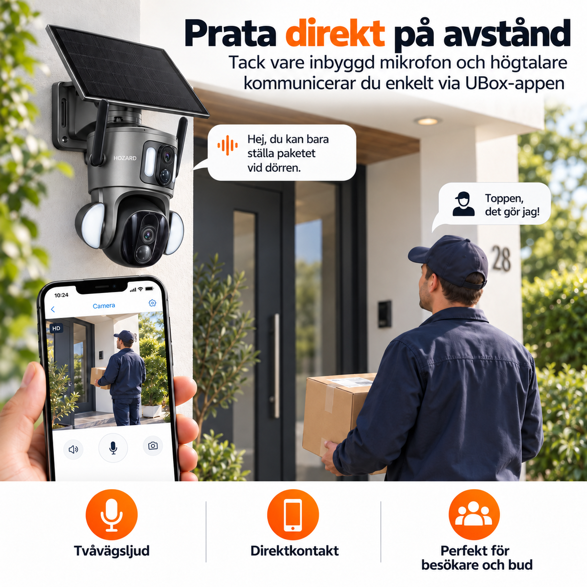 4G Övervakningskamera 2K + 2K Dual Lens PTZ - IP65 Solar - 15.600 mAh