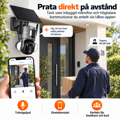 4G Övervakningskamera 2K + 2K Dual Lens PTZ - IP65 Solar - 15.600 mAh